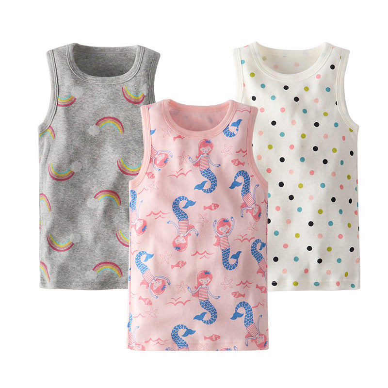 Girls Kid Cartoon Printed Vest Set