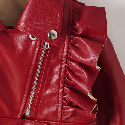 Judy Ruffle Leather Jacket