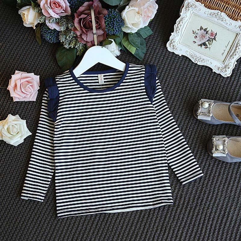Nicola Girls Casual Striped  Short-Sleeved Denim Strap Dress