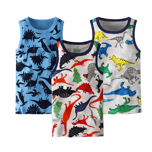 Boys Kid Cartoon Printed Vest Set