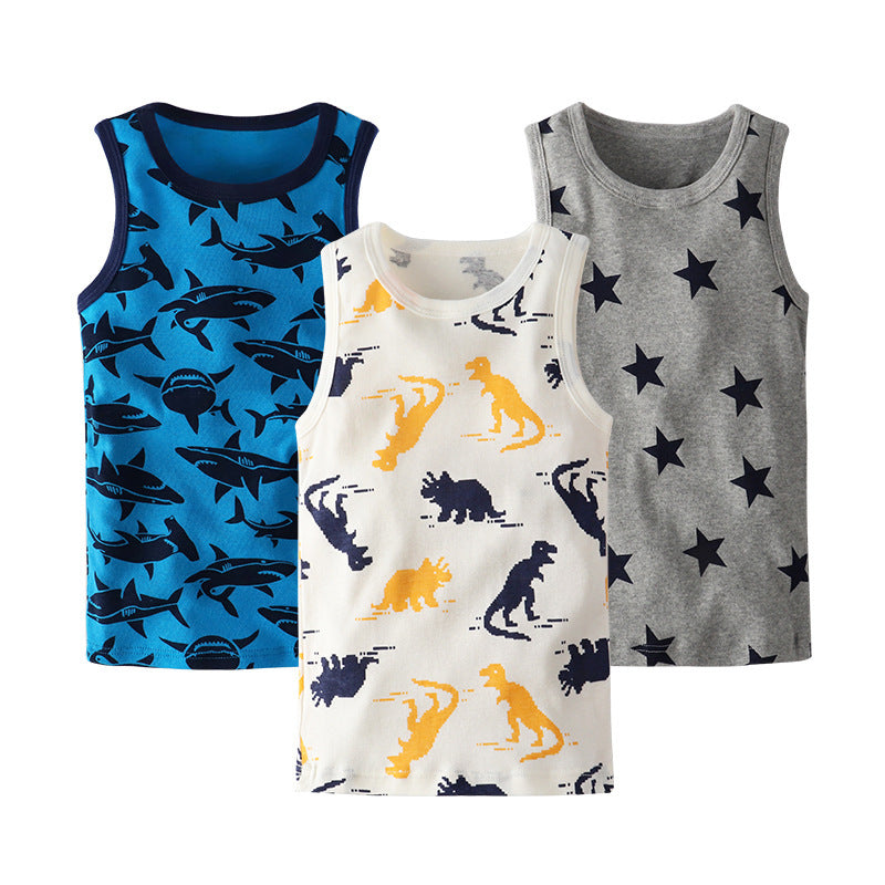 Boys Kid Cartoon Printed Vest Set