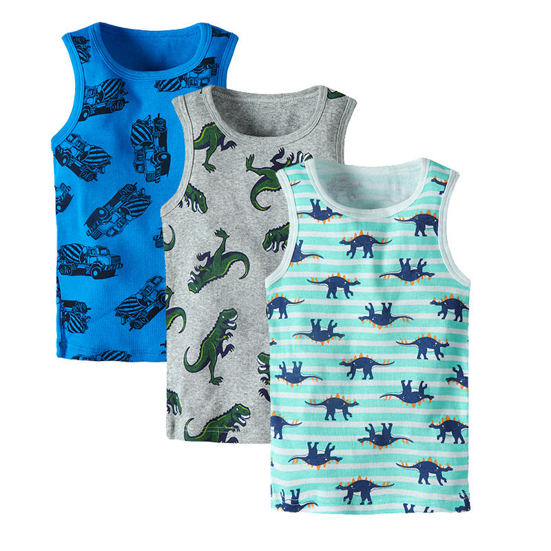 Boys Kid Cartoon Printed Vest Set