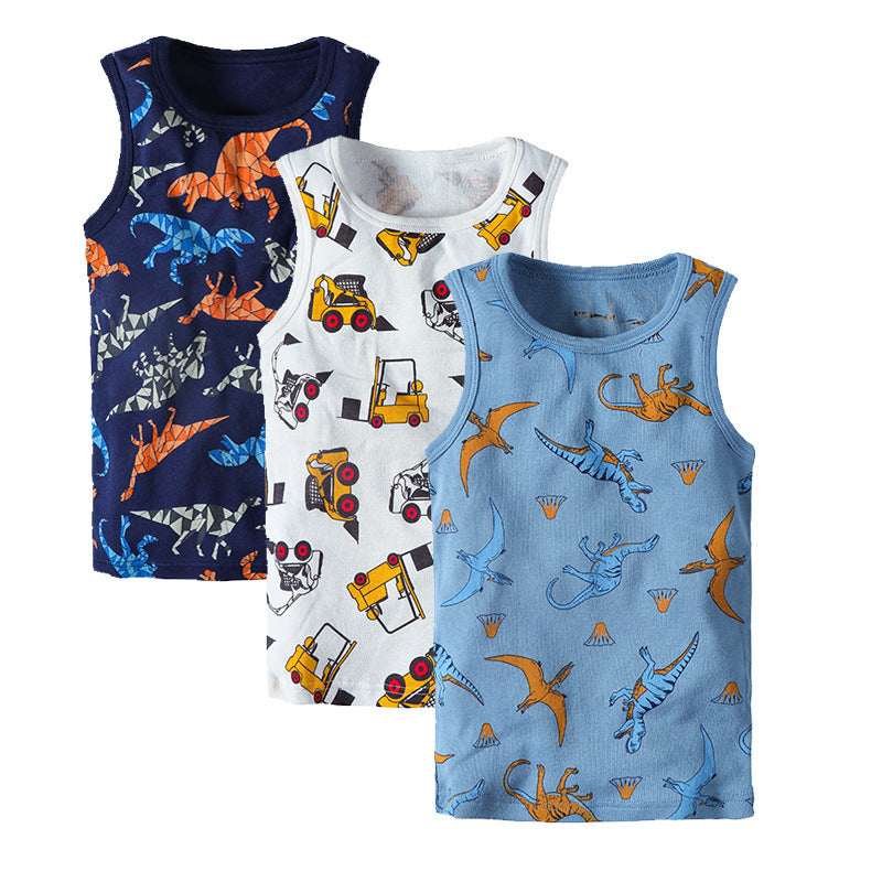 Boys Kid Cartoon Printed Vest Set