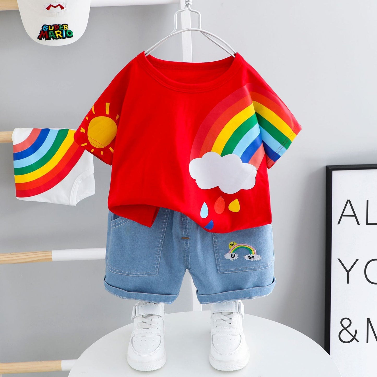 Boys Kid Rainbow T-short and Shorts Set
