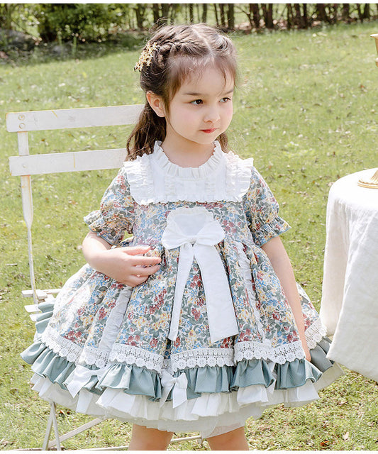 Lolita Girls Floral Short Sleeve Dress