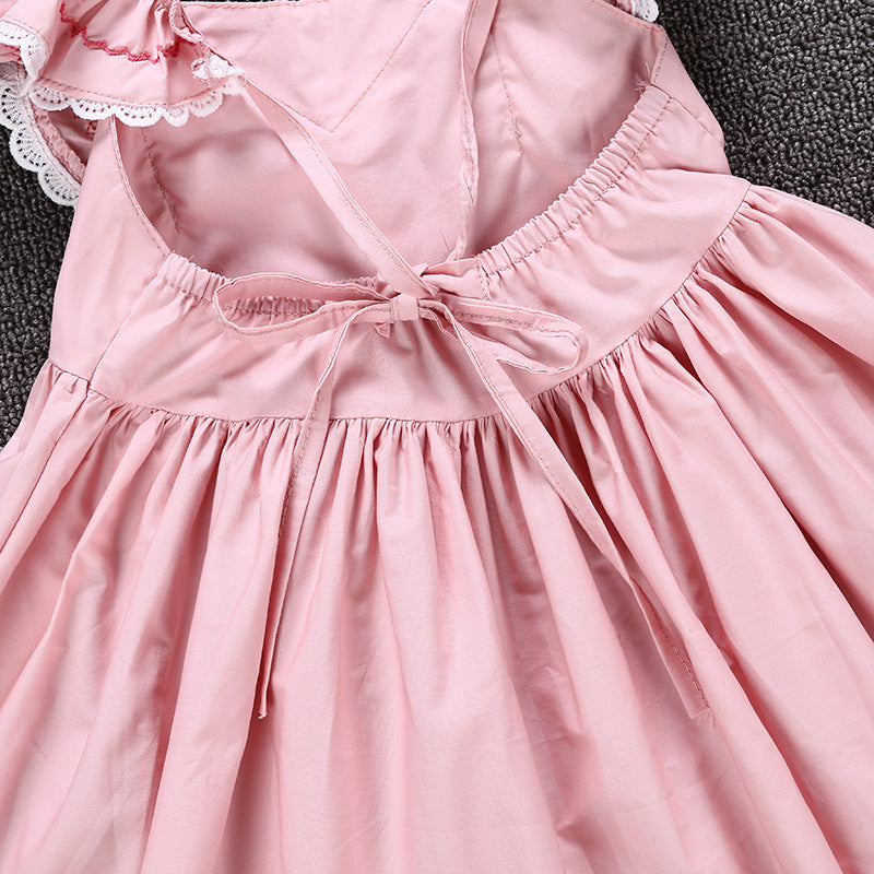 Fatima Girls Short Sleeve Lace Sweet Slim Dress