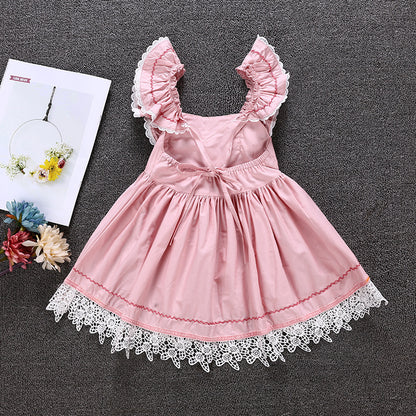 Fatima Girls Short Sleeve Lace Sweet Slim Dress